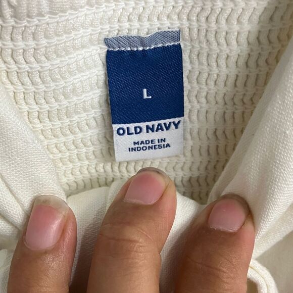 Old navy linen blend tie front Cream Dress with Bow Detail Large #711 - Picture 5 of 9